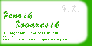 henrik kovarcsik business card